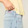 Χαμηλό ύψος Ripped Light Wash Graphic baggy τζιν