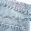 Χαμηλό ύψος Ripped Light Wash Graphic baggy τζιν
