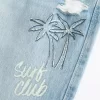 Χαμηλό ύψος Ripped Light Wash Graphic baggy τζιν