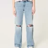 Χαμηλό Ripped Light Wash Loose Jeans Χαμηλό Ripped Light Wash Loose Jeans