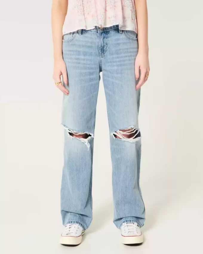 Χαμηλό Ripped Light Wash Loose Jeans Χαμηλό Ripped Light Wash Loose Jeans