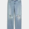 Χαμηλό Ripped Light Wash Loose Jeans Χαμηλό Ripped Light Wash Loose Jeans