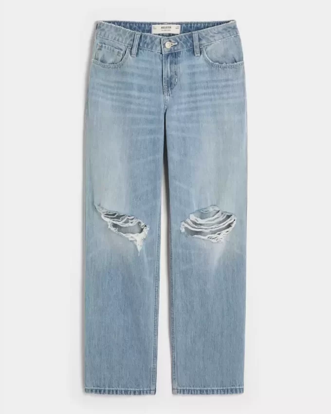 Χαμηλό Ripped Light Wash Loose Jeans Χαμηλό Ripped Light Wash Loose Jeans