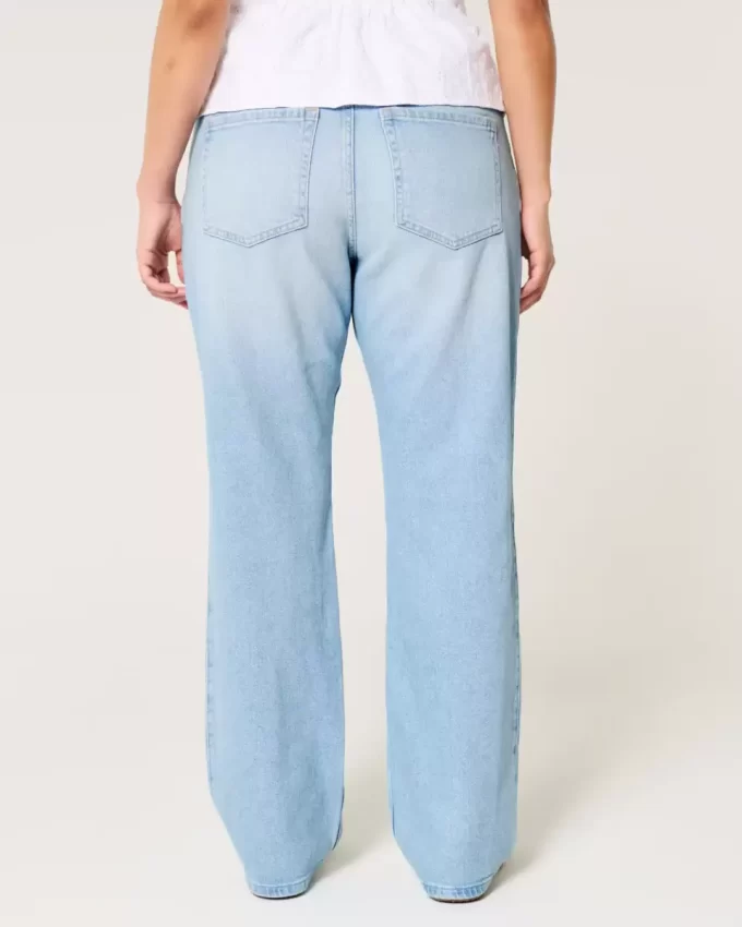 Χαμηλό Ripped Light Wash Relaxed Straight Jeans Χαμηλό Ripped Light Wash Relaxed Straight Jeans