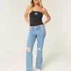 Χαλαρό ίσιο τζιν Χαμηλό Ripped Medium Wash Χαλαρό ίσιο τζιν Χαμηλό Ripped Medium Wash