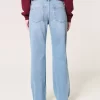 Χαλαρό ίσιο τζιν Χαμηλό Ripped Medium Wash