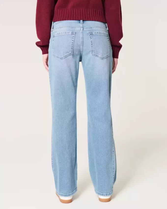 Χαλαρό ίσιο τζιν Χαμηλό Ripped Medium Wash