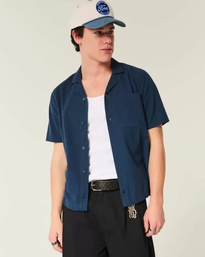 Κοντομάνικο Seersucker Pocket πουκάμισο Κοντομάνικο Seersucker Pocket πουκάμισο