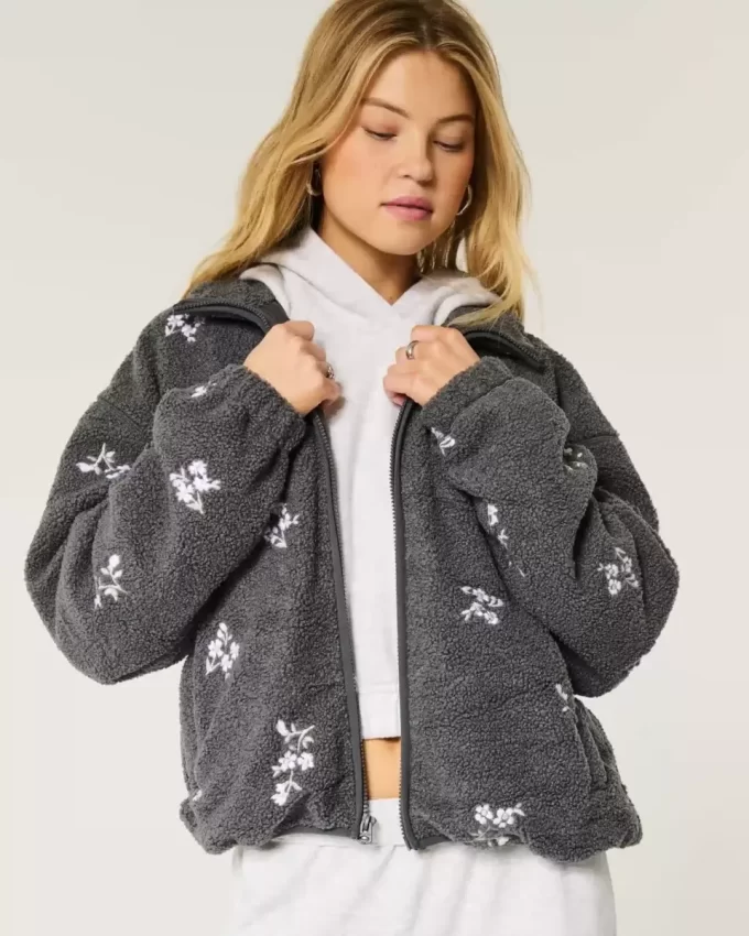 Κεντημένο Sherpa Fleece Jacket Κεντημένο Sherpa Fleece Jacket