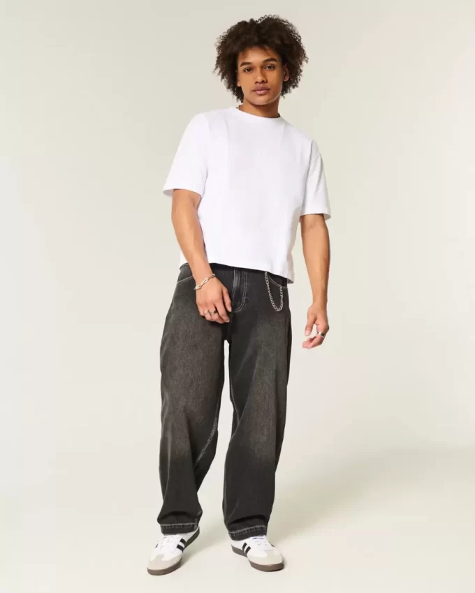 Πλυμένο Μαύρο Κεντημένο Φίδι Skater Baggy Jeans Πλυμένο Μαύρο Κεντημένο Φίδι Skater Baggy Jeans