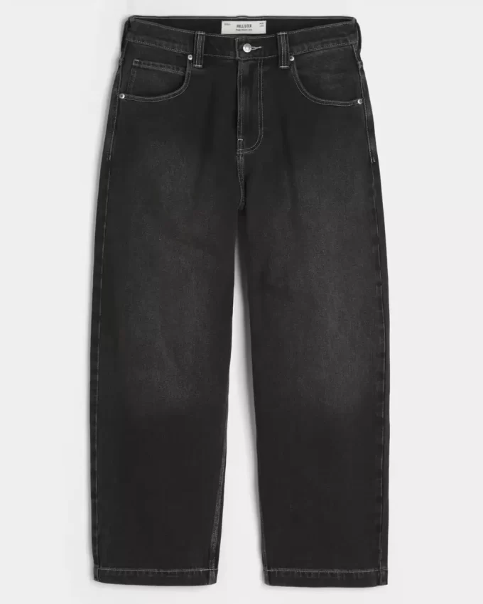 Πλυμένο Μαύρο Κεντημένο Φίδι Skater Baggy Jeans Πλυμένο Μαύρο Κεντημένο Φίδι Skater Baggy Jeans
