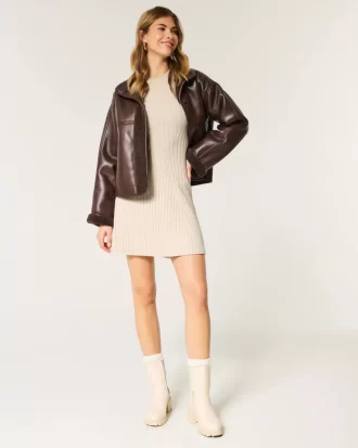 Φόρεμα με ριμπ Skater Mini Sweater