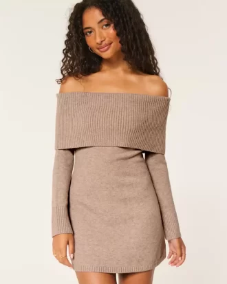 Φόρεμα πουλόβερ για Skater Off-the-Shoulder