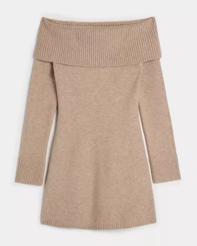 Φόρεμα πουλόβερ για Skater Off-the-Shoulder Φόρεμα πουλόβερ για Skater Off-the-Shoulder