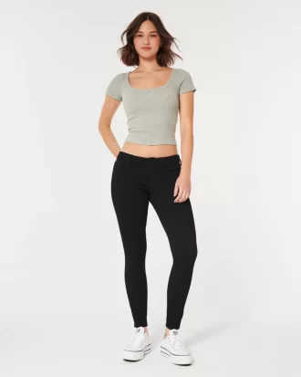 Καμπυλωτό Μαύρο Χαμηλό Σούπερ Skinny Τζιν