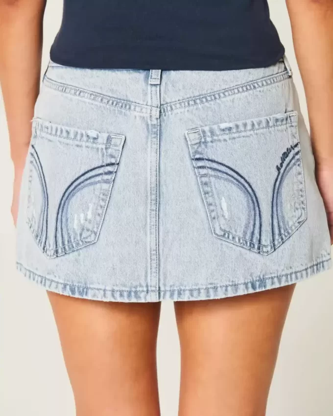 Μίνι τζιν Skort Light Wash με χαμηλό ύψος Μίνι τζιν Skort Light Wash με χαμηλό ύψος