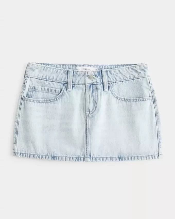 Μίνι τζιν Skort Light Wash με χαμηλό ύψος Μίνι τζιν Skort Light Wash με χαμηλό ύψος