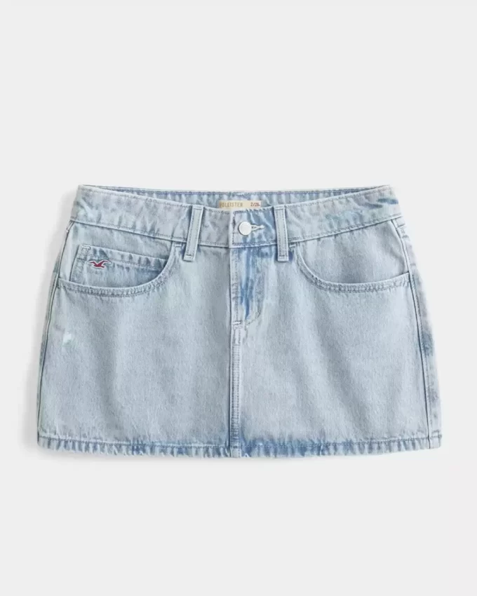 Μίνι τζιν Skort Light Wash με χαμηλό ύψος Μίνι τζιν Skort Light Wash με χαμηλό ύψος
