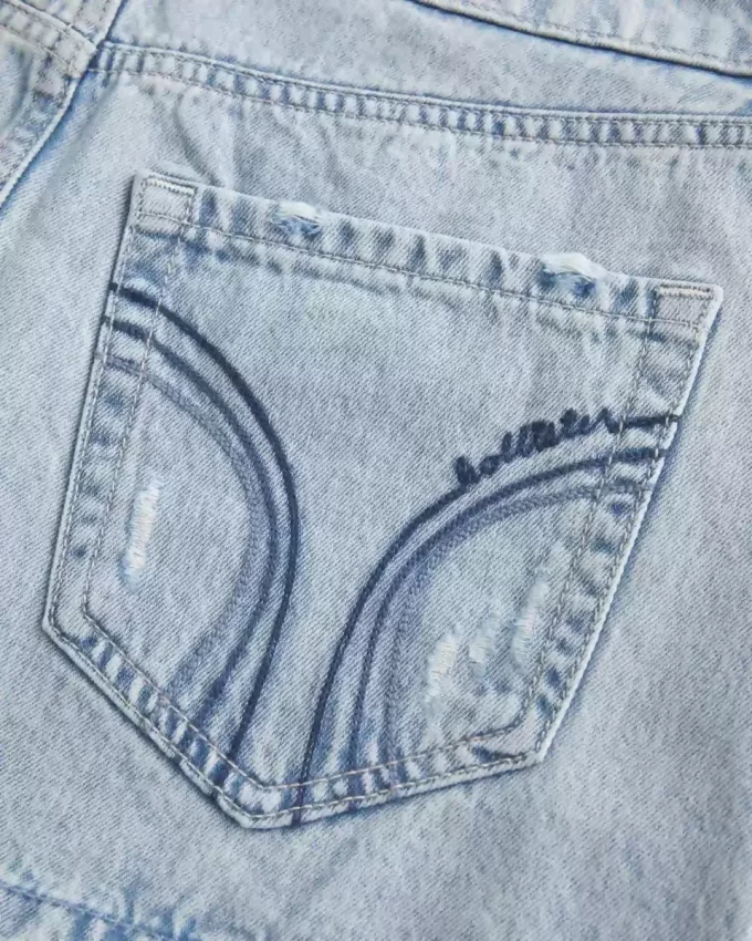 Μίνι τζιν Skort Light Wash με χαμηλό ύψος Μίνι τζιν Skort Light Wash με χαμηλό ύψος