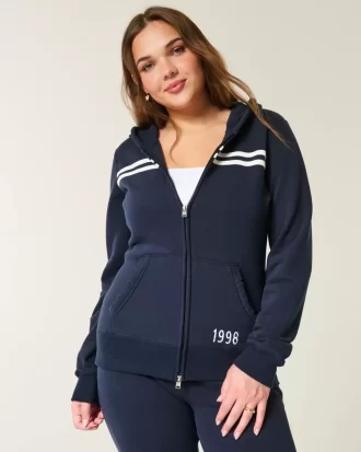 Slim Striped 1998 Graphic Zip-Up Hoodie
