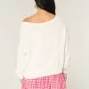 Slouchy Off-the-Shoulder Flag Heart Graphic πουλόβερ Slouchy Off-the-Shoulder Flag Heart Graphic πουλόβερ