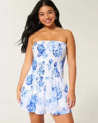 Στράπλες Μίνι Φόρεμα Smocked Bodice