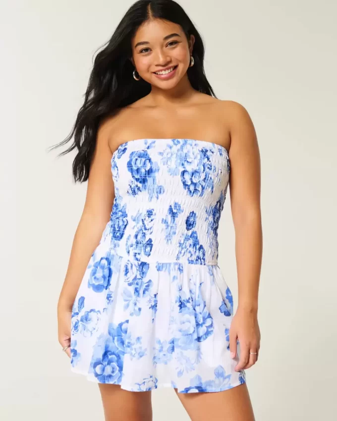 Στράπλες Μίνι Φόρεμα Smocked Bodice