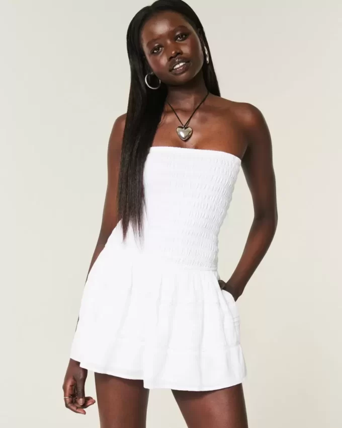 Στράπλες Μίνι Φόρεμα Smocked Bodice