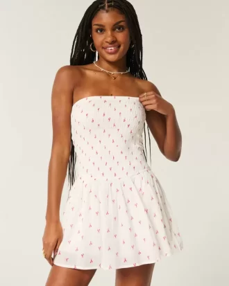 Στράπλες Μίνι Φόρεμα Smocked Bodice