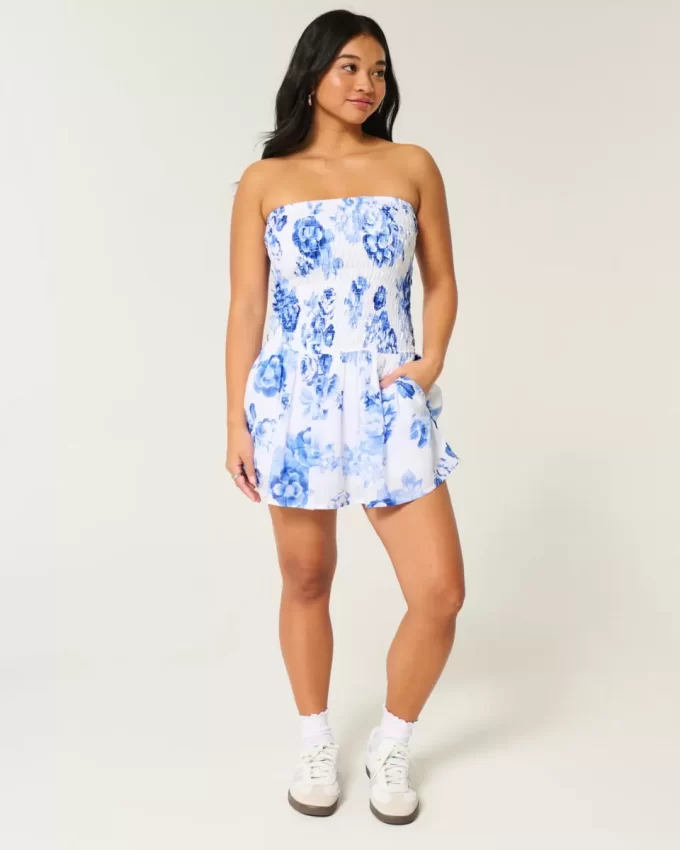 Στράπλες Μίνι Φόρεμα Smocked Bodice