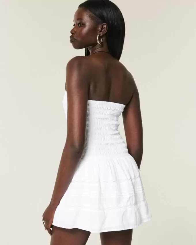 Στράπλες Μίνι Φόρεμα Smocked Bodice