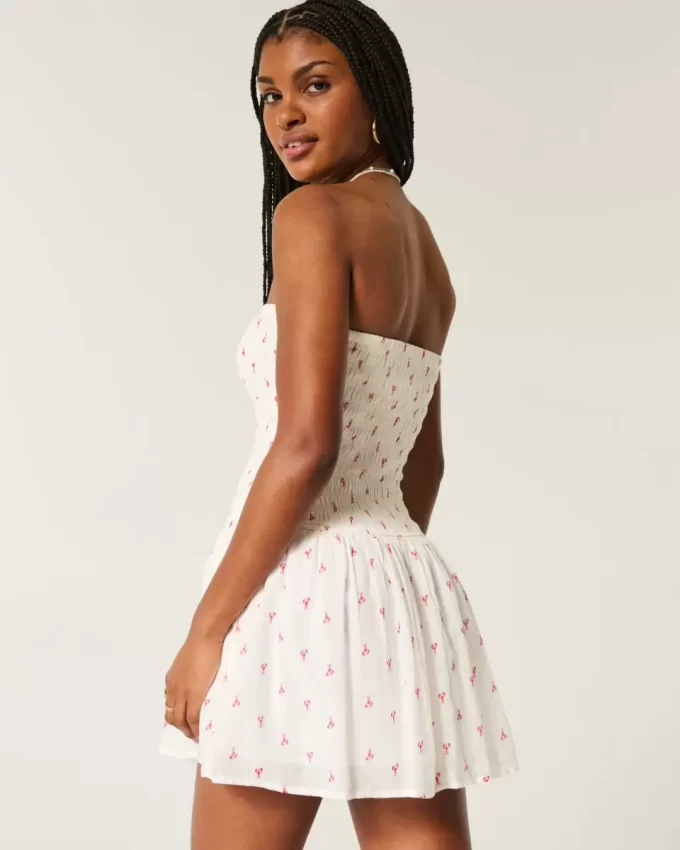 Στράπλες Μίνι Φόρεμα Smocked Bodice