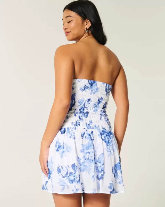 Στράπλες Μίνι Φόρεμα Smocked Bodice
