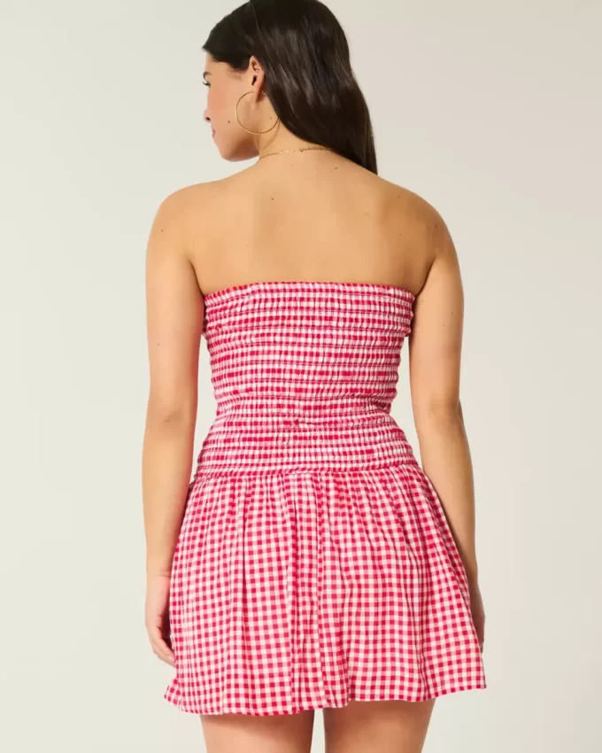 Στράπλες Μίνι Φόρεμα Smocked Bodice