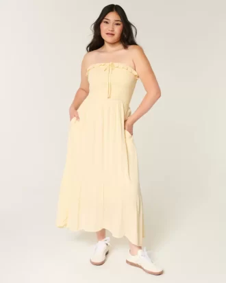 Στράπλες Smocked Maxi Φόρεμα