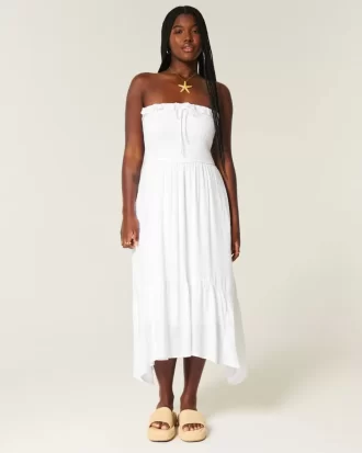 Στράπλες Smocked Maxi Φόρεμα