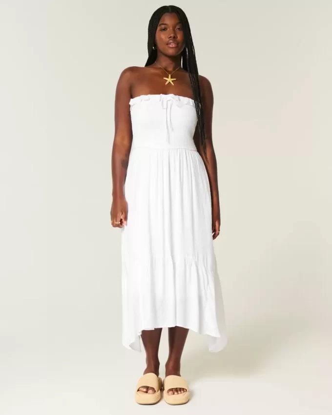 Στράπλες Smocked Maxi Φόρεμα Στράπλες Smocked Maxi Φόρεμα