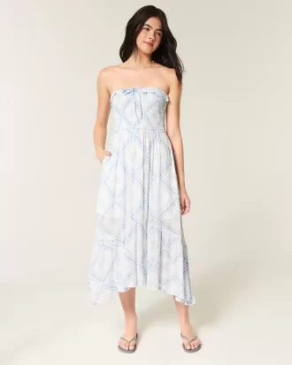 Στράπλες Smocked Maxi Φόρεμα