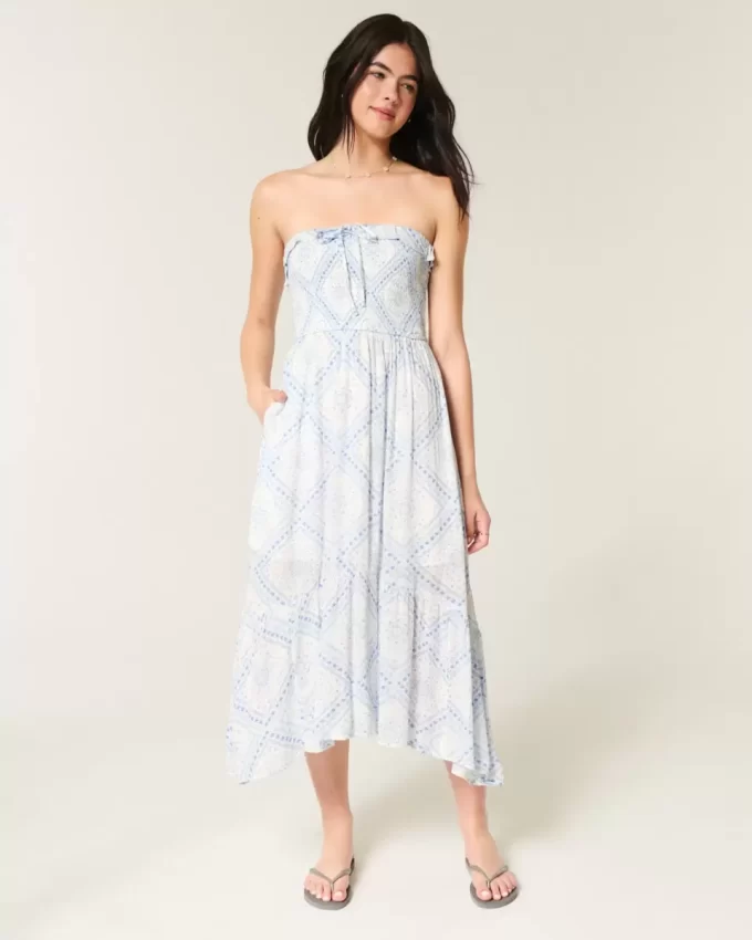 Στράπλες Smocked Maxi Φόρεμα Στράπλες Smocked Maxi Φόρεμα