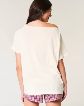 Υπερμεγέθη γραφικό μπλουζάκι Snoopy Off-the-Shoulder