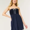 Μίνι φόρεμα Strapless Mix σε στυλ κροσέ