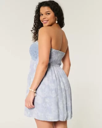 Μίνι φόρεμα Strapless Mix σε στυλ κροσέ