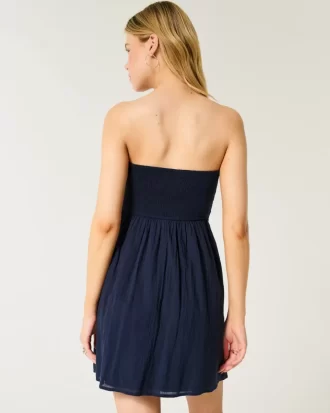 Μίνι φόρεμα Strapless Mix σε στυλ κροσέ