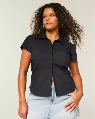 Πουκάμισο με κοντό μανίκι Stretch Poplin Button-Through