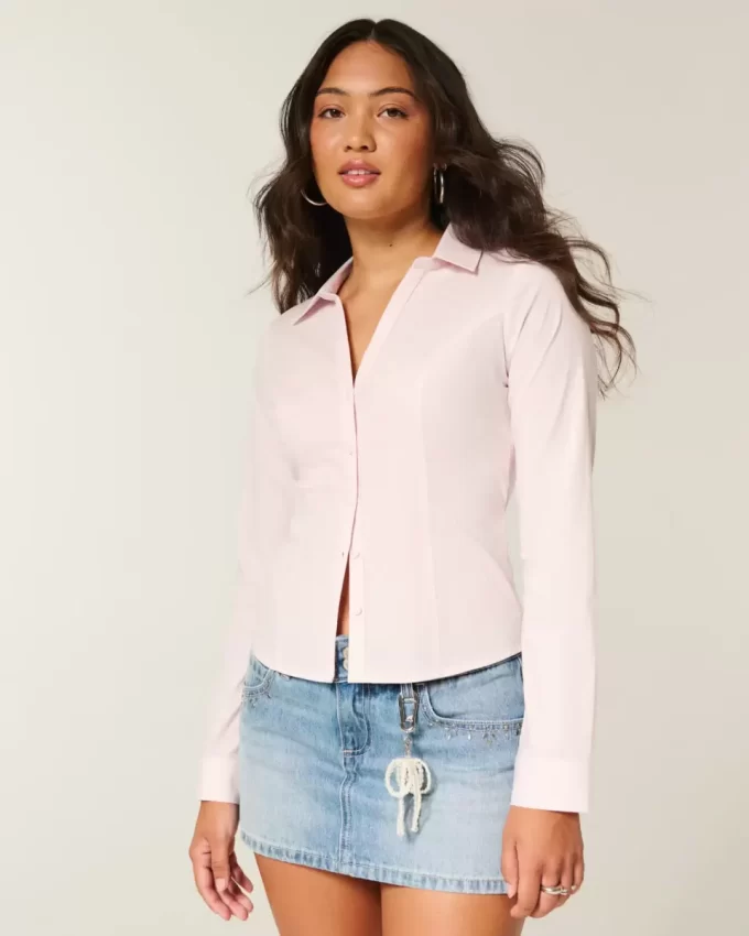 Πουκάμισο Stretch Poplin Button-Through