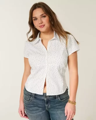 Πουκάμισο με κοντό μανίκι Stretch Poplin Button-Through