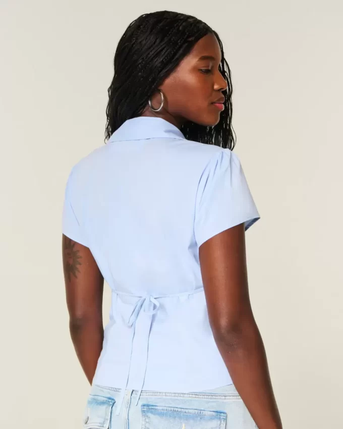 Πουκάμισο με κοντό μανίκι Stretch Poplin Button-Through Πουκάμισο με κοντό μανίκι Stretch Poplin Button-Through