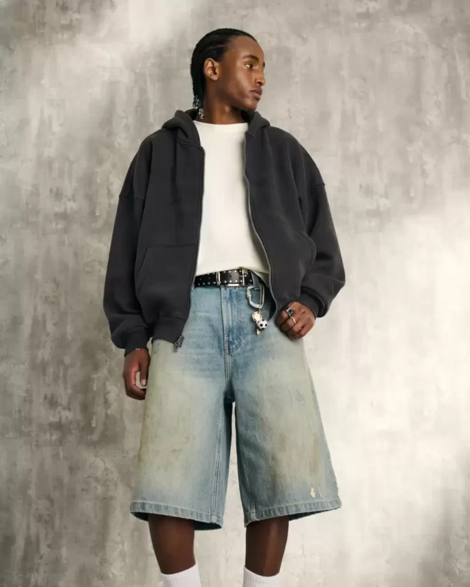 Τζιν σορτς με λίπος μεσαίου πλυσίματος Super Baggy Τζιν σορτς με λίπος μεσαίου πλυσίματος Super Baggy