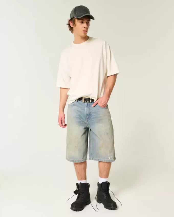 Τζιν σορτς με λίπος μεσαίου πλυσίματος Super Baggy Τζιν σορτς με λίπος μεσαίου πλυσίματος Super Baggy