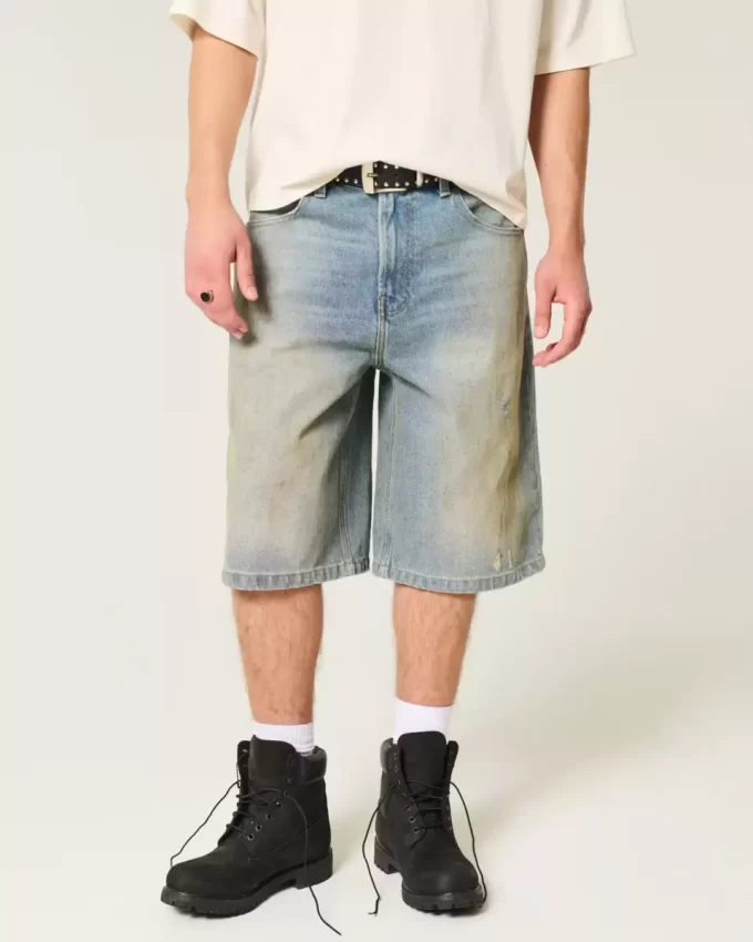 Τζιν σορτς με λίπος μεσαίου πλυσίματος Super Baggy Τζιν σορτς με λίπος μεσαίου πλυσίματος Super Baggy